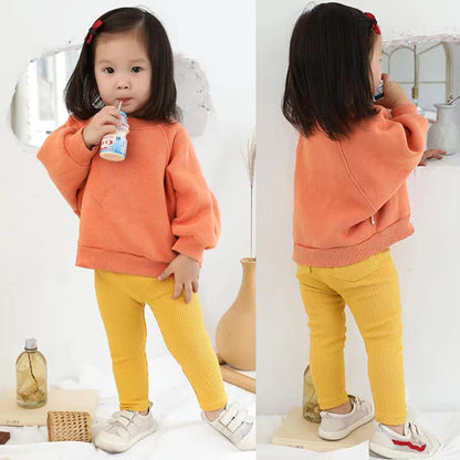 Candy Color Girls Pants New Spring Autumn Long High Waist Trousers for Kids Baby Girls Boy Cotton Soft Leggings Sweatpant Child