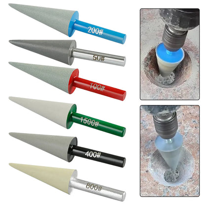 1pc Resin Diamond Grinding Head Conical Cone Burring Bit 6mm Shank Polishing Head 50-150 Grit For Stone Carving Rotary Tool