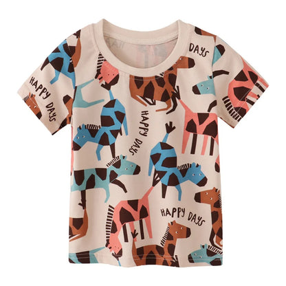 Jumping Meters 2-7T Summer Girls Boys T Shirts With Animals Print Giraffe Children's Clothes Kids Tees Tops