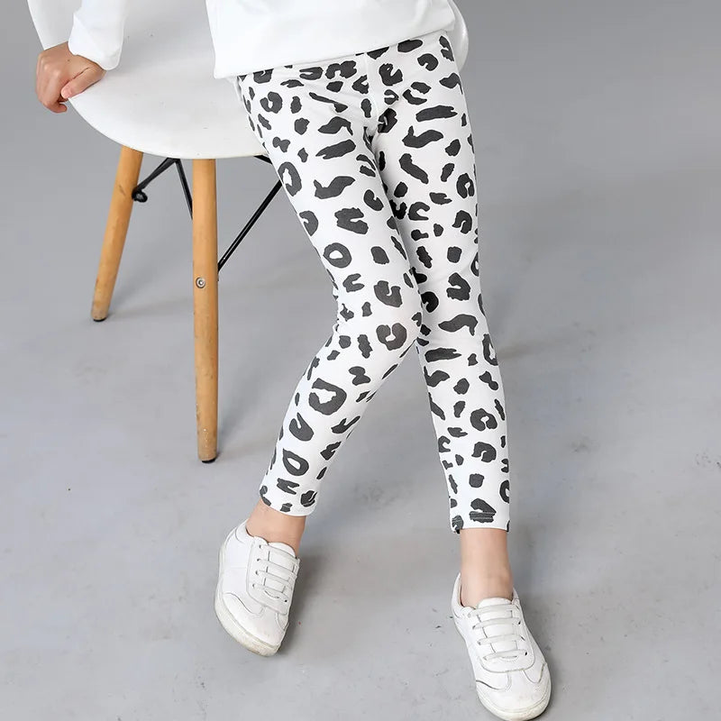 2 to 9 Years Girls Leggings Kids Outdoor Travel Clothes Pencil Pants Long Casual Floral Slim Leggings Teenage Children Trousers