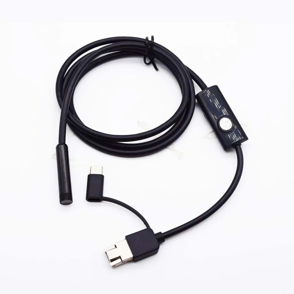 Industrial Endoscope Waterproof Three in One Mobile Phone Direct Connection, 7mm 1m Hose, Portable Auto Repair Probe