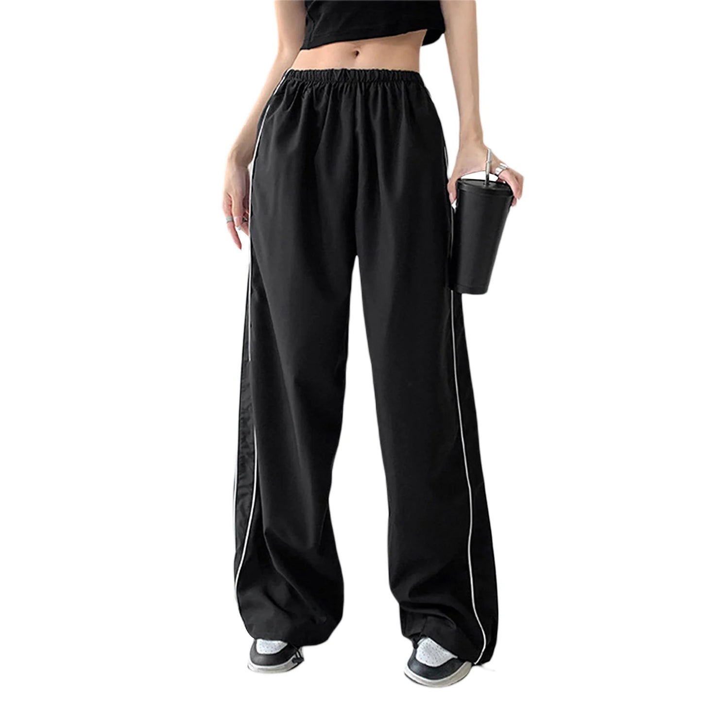 Harajuku Women's Baggy Pants Solid Color Cargo Pants Low Rise Casual Track Pants Teen Girls Wide Leg Cargo Pant Streetwear