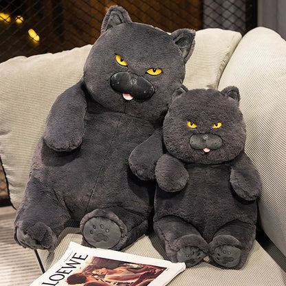 Fat Cat Plush Stuffed Animals Toy Lifelike Black Cat Toy for Boys and Girls Xmas Birthday Gift