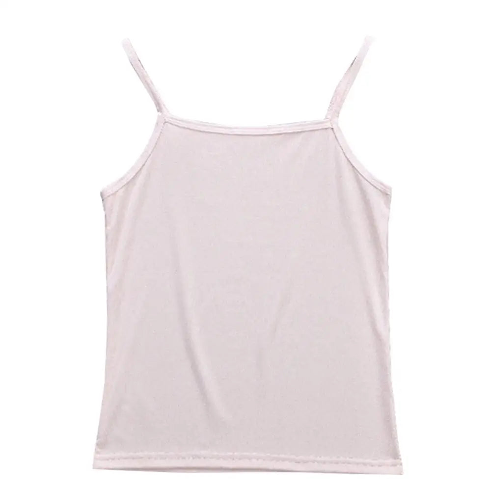 Women Vest Underwear Summer Soft Tank Top Solid Color O-Neck Spaghetti Strap Sleeveless Tank Top Underwaist Camisole