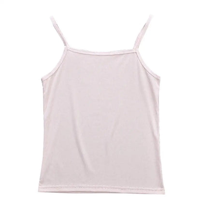 Women Vest Underwear Summer Soft Tank Top Solid Color O-Neck Spaghetti Strap Sleeveless Tank Top Underwaist Camisole