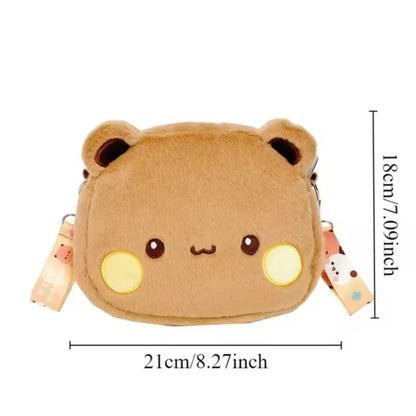 Cute Bear Crossbody Bag Kawaii Anime Bear Figure Bag Fashion Versatile Cartoon Plush Shoulder Bags For Women Girls