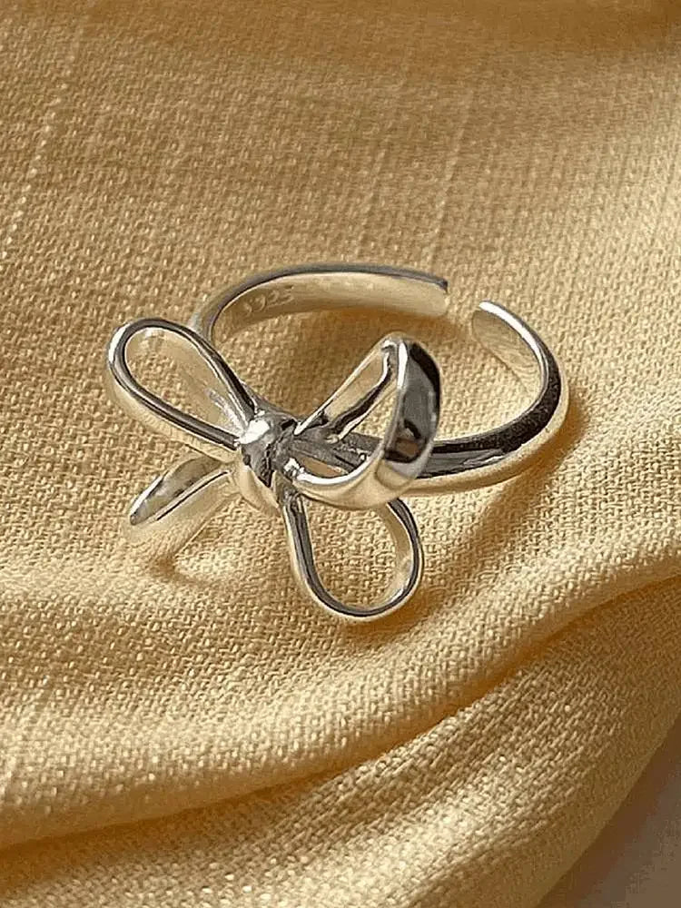 New Fashion Silver Gold Color Open Finger Ring Ribbon Bowtie Butterfly Elegant For Women Girl Jewelry Gift Dropship Wholesale