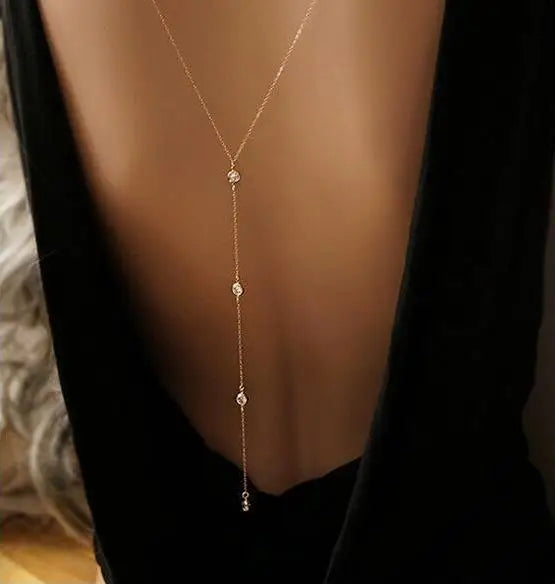 Creative Fashion Zircon Back Necklace For Women Jewelry 2025 Trending New Women's Backless Clothing Necklaces Accessories Colar