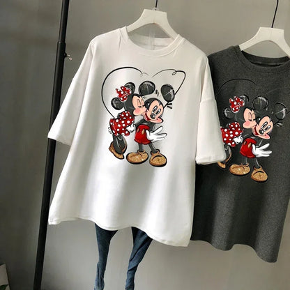 Women New Mickey Mouse Tshirt Korean Version of Loose Half-sleeved Women's Tshirt Clothes Y2K Goth