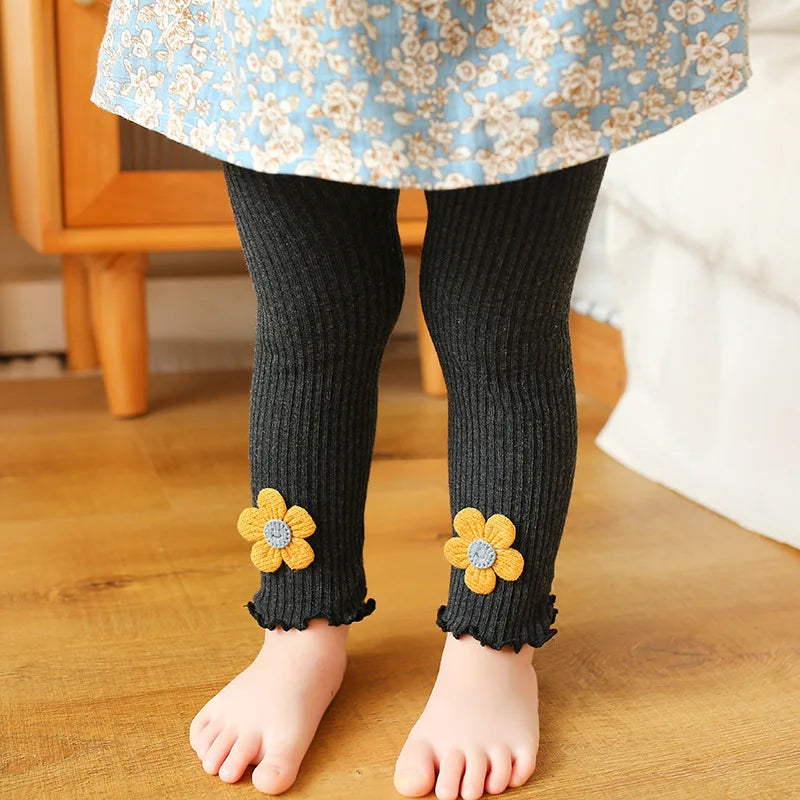 2023 Ins New Baby Leggings Girls Flower Leggings Knitwear Girls Leggings