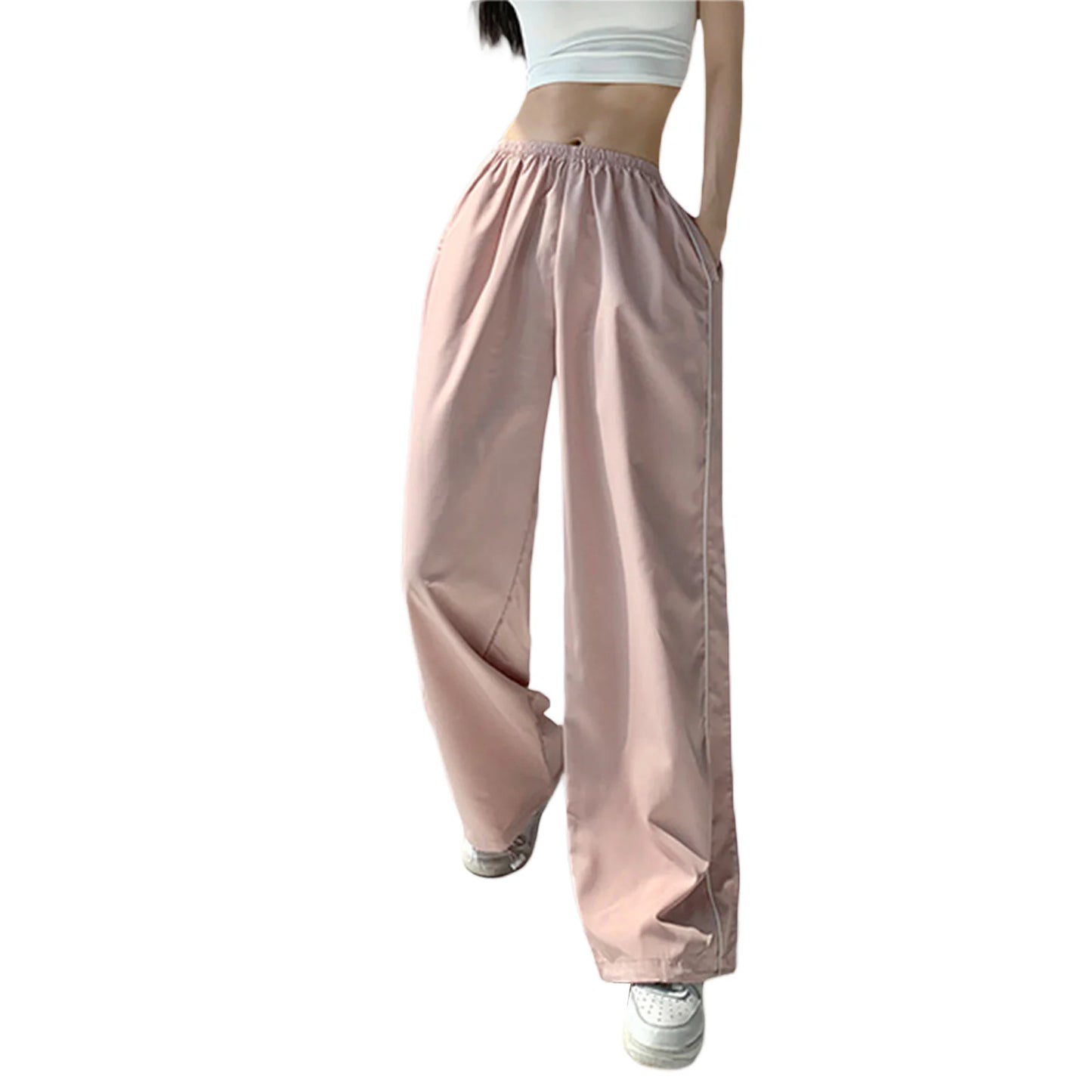 Harajuku Women's Baggy Pants Solid Color Cargo Pants Low Rise Casual Track Pants Teen Girls Wide Leg Cargo Pant Streetwear