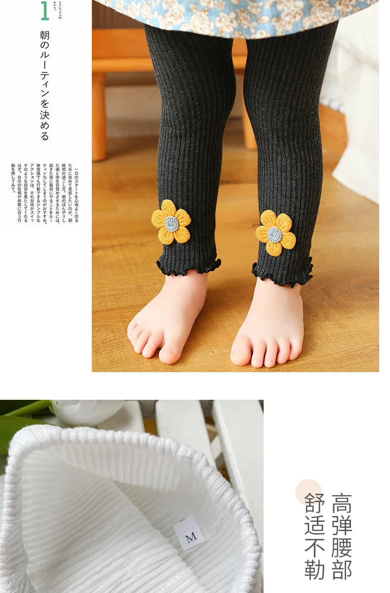 2023 Ins New Baby Leggings Girls Flower Leggings Knitwear Girls Leggings