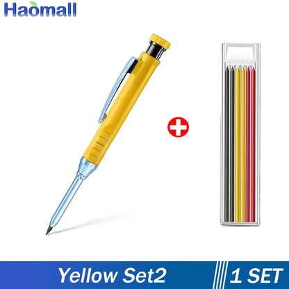 Metal Solid Carpenter Pencil Set For Deep Hole Marker With Refill Leads Marking Tool Woodworking Deep Hole Mechanical Pencils