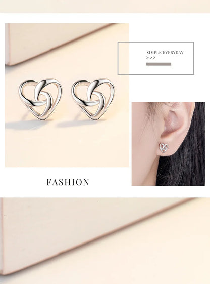 925 Sterling Silver Love Heart Stud Earrings For Women Luxury Designer Jewelry Best Selling Offers With