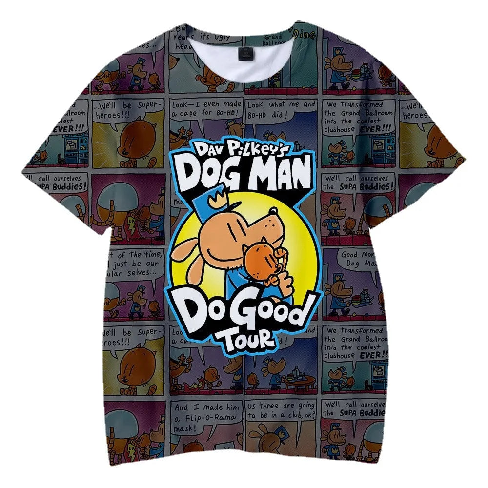 Dog Man Cute T-shirt Kids Anime 3D Printing Tees Boy Girl Summer Short Sleeve Outdoor Sport Tops Children Clothes Gift Hot Sales