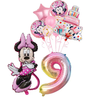 Minnie Mouse Birthday Party Decorations Tableware Set Birthday Decorations Full Set Pink Balloons Banner Candy Box Kids Favors