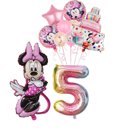 Minnie Mouse Birthday Party Decorations Tableware Set Birthday Decorations Full Set Pink Balloons Banner Candy Box Kids Favors