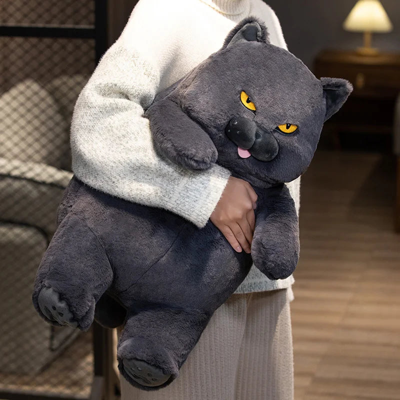 Fat Cat Plush Stuffed Animals Toy Lifelike Black Cat Toy for Boys and Girls Xmas Birthday Gift