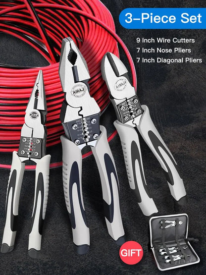 AIRAJ 7/8/9 Inch Multifunction Pliers Combination Pliers Stripper Crimper Cutter Duty Wire Pliers Diagonal Pliers Hand Tools