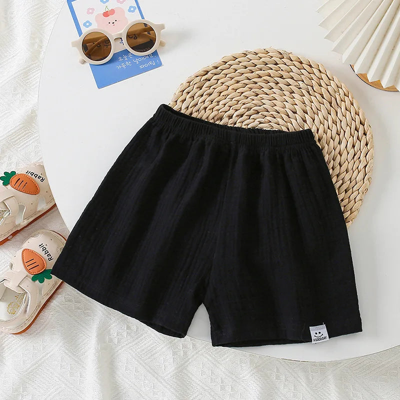 Fashion Shorts Boy Solid Color Children's Clothing Girls Pants Cotton Linen Bread Baby Short bottom Infant korea style 0-8Y DS19