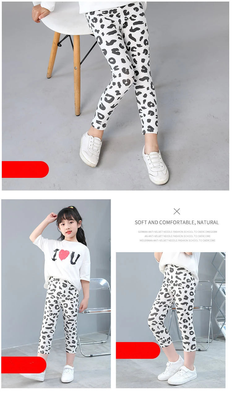 2 to 9 Years Girls Leggings Kids Outdoor Travel Clothes Pencil Pants Long Casual Floral Slim Leggings Teenage Children Trousers