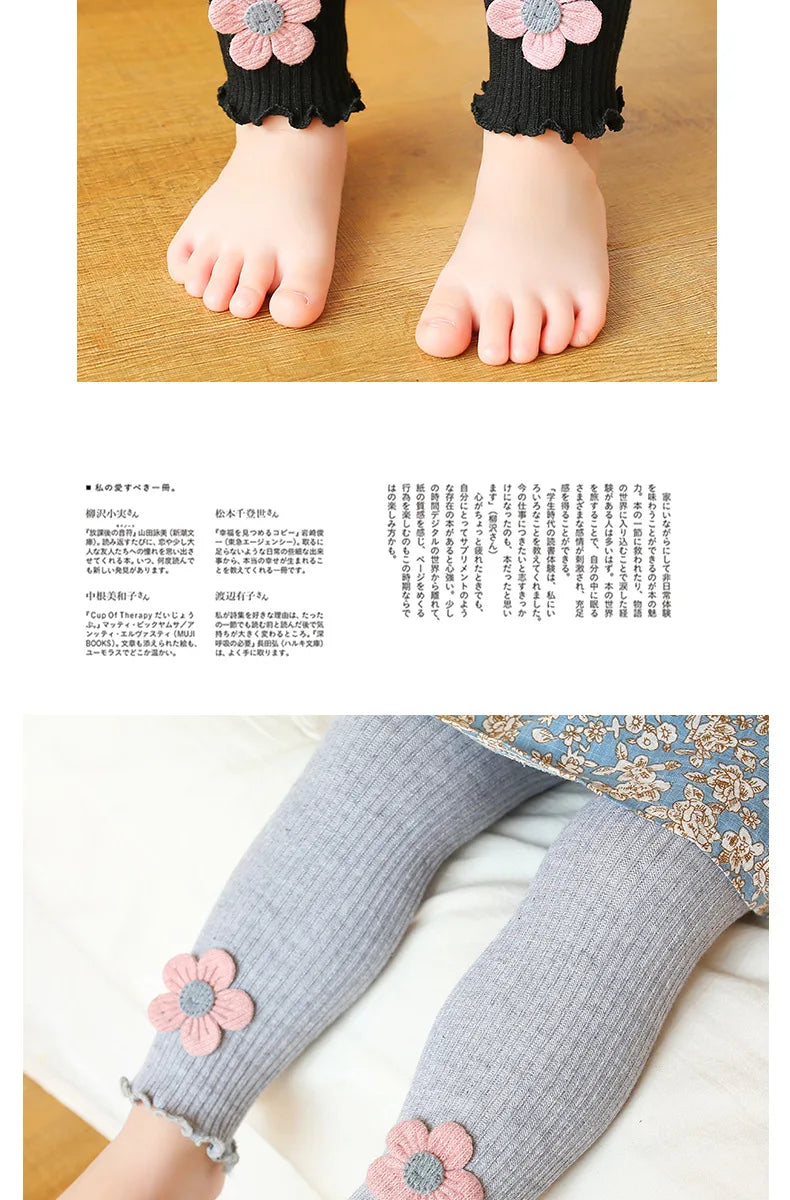 2023 Ins New Baby Leggings Girls Flower Leggings Knitwear Girls Leggings