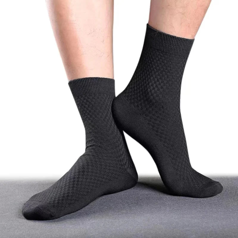 5pairs/Men's High Quality Bamboo Fiber Socks Men's Sweat Absorbent Breathable Medium Tube Socks Business Casual Large Size 38-45