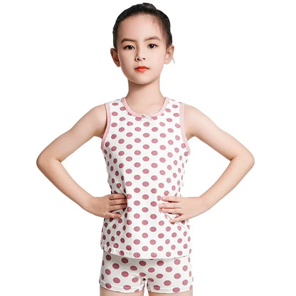 Pink Kids Clothes Set 8pcs Girls Vest Suit Childrens Clothing Set Baby Cotton T-Shirts Shorts Quick Dry Sleeveless Tank Top 2024