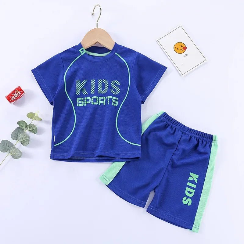 Boys Girls Sports Basketball Clothes Jersey Suit Summer Children Football T Shirts Shorts 2pcs Sets Breathable Sportswear 1-14Y