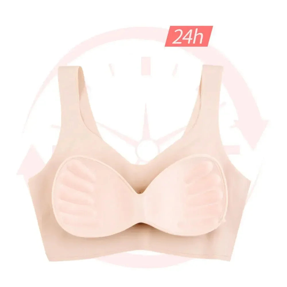 Women Seamless Ice Silk Bra Breathable Push Up Yoga Vest Bras Removable Chest Pad Lifting Bralette Underwear No Steel Ring