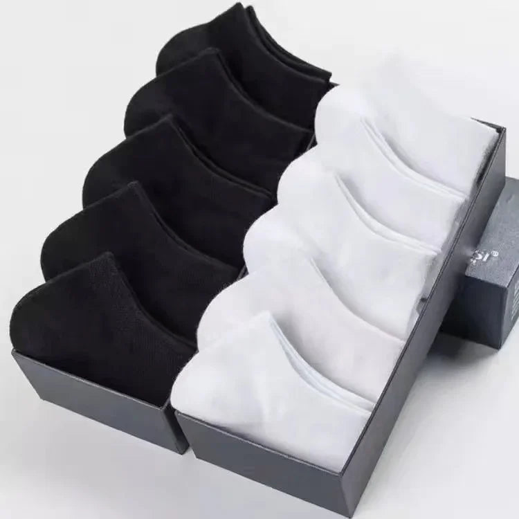 20Pcs/ Men's Socks Spring Summer Thin Breathable Soft Polyester Cotton Socks Black Casual Business Ankle Boat Socks Size EU38-45