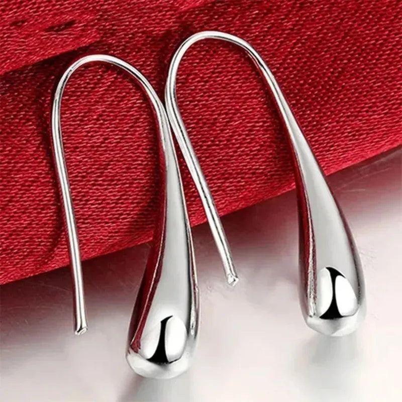 Fine 925 Sterling Silver Water Drop Earrings Ring Bracelet Set For Women Luxury Elegant Four-piece Jewelry Sets Wedding Gifts