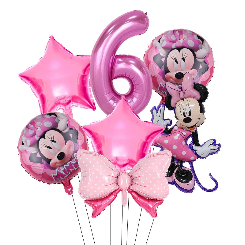 Minnie Mouse Birthday Party Decorations Tableware Set Birthday Decorations Full Set Pink Balloons Banner Candy Box Kids Favors