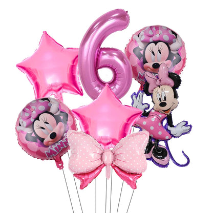 Minnie Mouse Birthday Party Decorations Tableware Set Birthday Decorations Full Set Pink Balloons Banner Candy Box Kids Favors