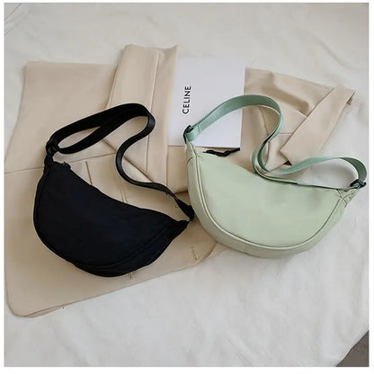 2023 nylon messenger bag women's new trendy dumpling bag lightweight small shoulder bag armpit bag simple shoulder canvas bag