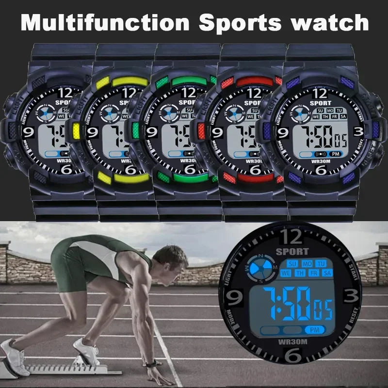 YIKAZE Men's Military Digital Watch Outdoor Men Sports Watch Waterproof Luminous Chronograph Clock Student Electronic Wristwatch