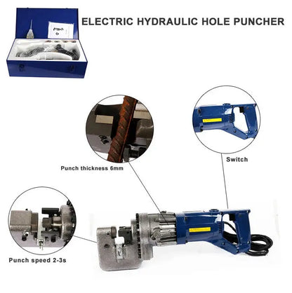 220V/110V Electric Handy Hydraulic Hole Puncher 900/1200W 6mm Knockout Punch Tool Angle Iron Channel Puncher Aluminum Iron Plate