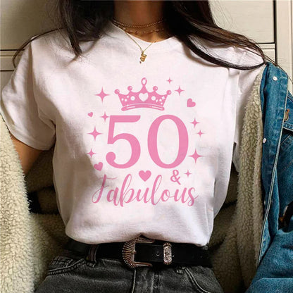 50 Ans 50th Years Birthday t shirt women harajuku manga top female graphic comic clothes