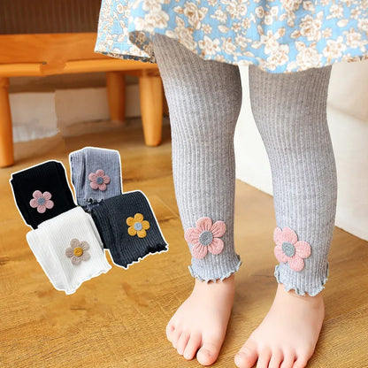 2023 Ins New Baby Leggings Girls Flower Leggings Knitwear Girls Leggings