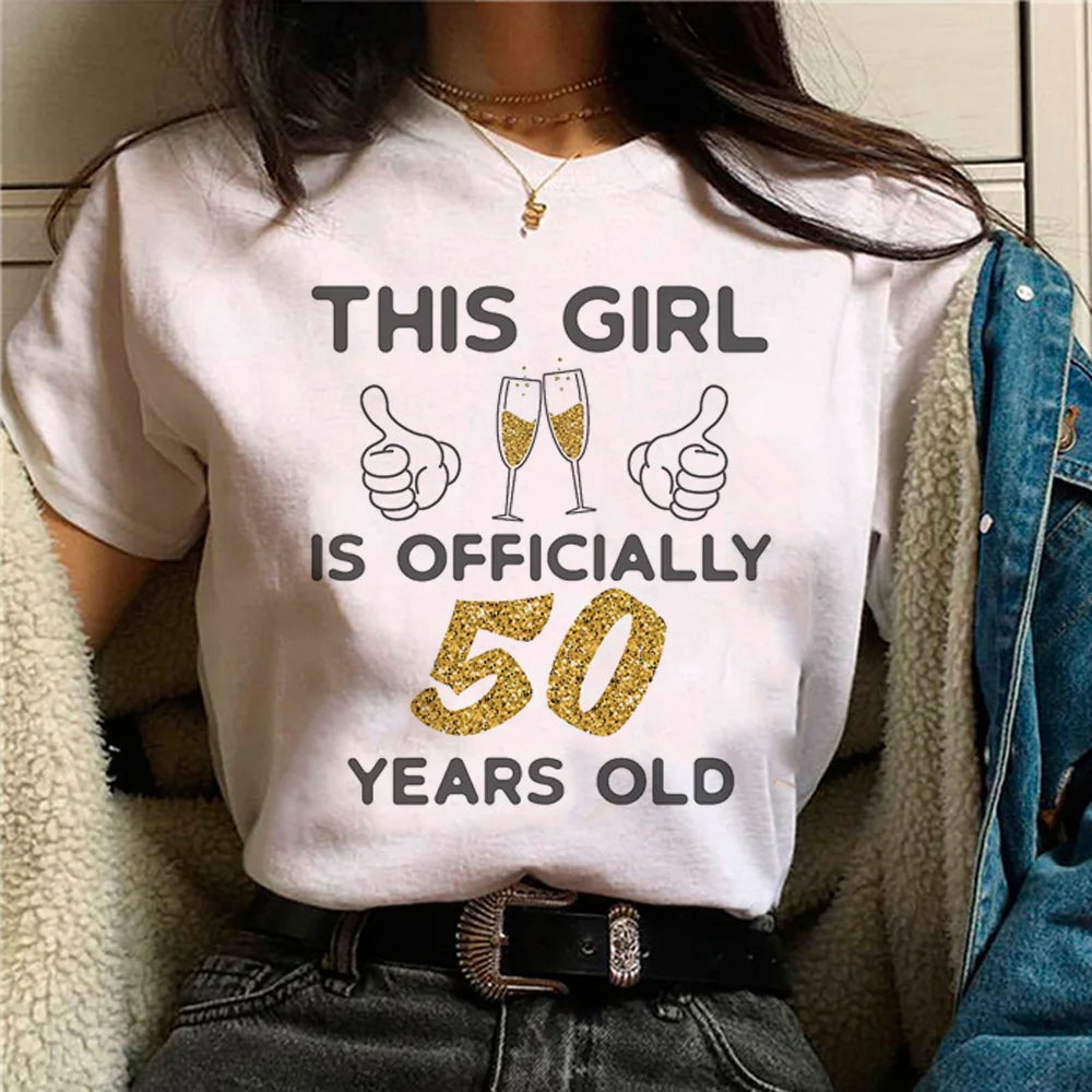 50 Ans 50th Years Birthday t shirt women harajuku manga top female graphic comic clothes