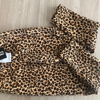 LPATTERN Children's Bottoms Leopard Girls Leggings Sweet Elastic Plush Flower Printing Casual Skinny Pants Thicken Velvet Pants