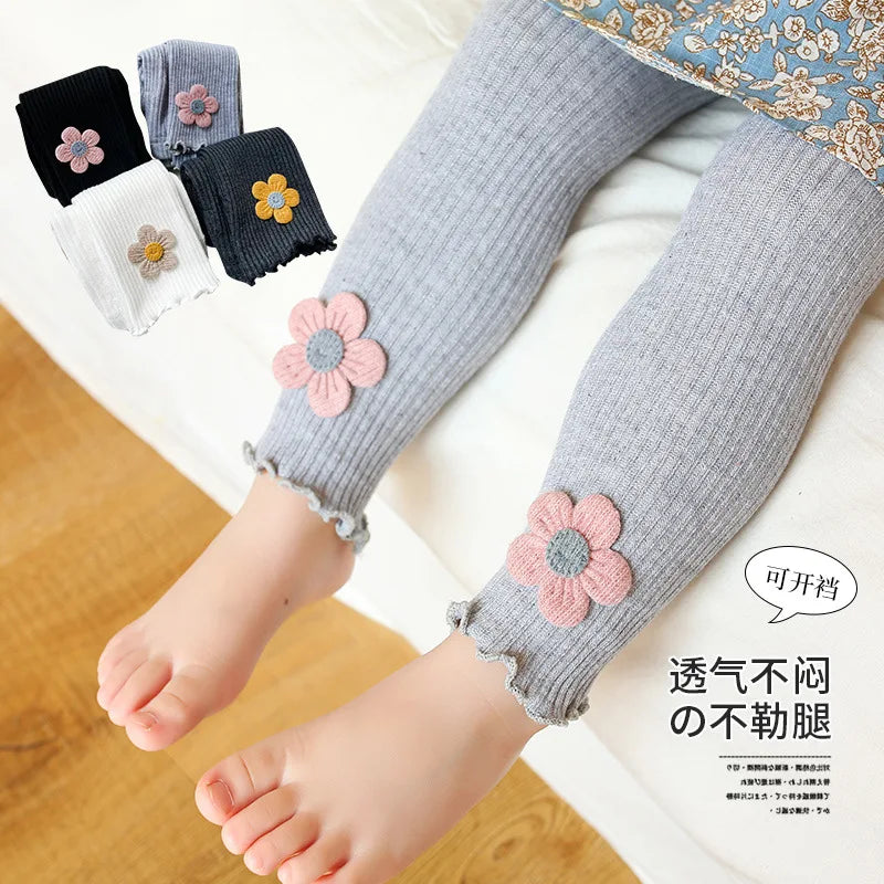 2023 Ins New Baby Leggings Girls Flower Leggings Knitwear Girls Leggings