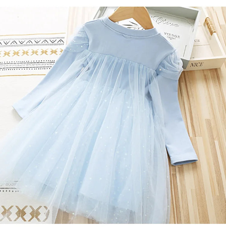 2024 New Princess Dress Girls Dress Long-sleeved For Children's Party Clothes Elsa Frozen Dress Spring Autumn Kids Dress 2-9Y