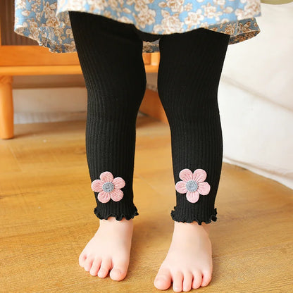 2023 Ins New Baby Leggings Girls Flower Leggings Knitwear Girls Leggings