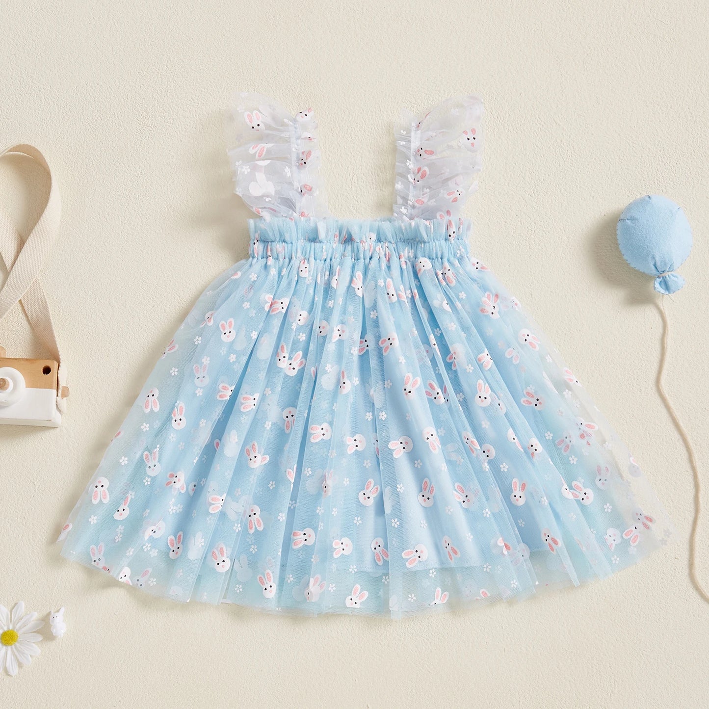 Toddler Girls Sleeveless Dress Easter Outfit Casual Summer Carrot/Rabbit Print Mesh Tulle Dress for Cute Clothes