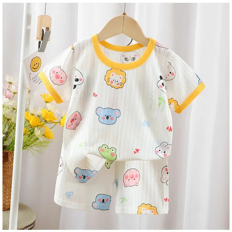 2024 summer new children's clothes kids short sleeve shorts set boys and girls baby t-shirts boys and girls cotton wholesale