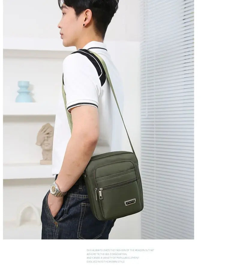 Waterproof Men Crossbody Bags Male Nylon Shoulder Bags Boy Messenger Bag Man Handbags For Travel Casual Large Satchel Grey Bags