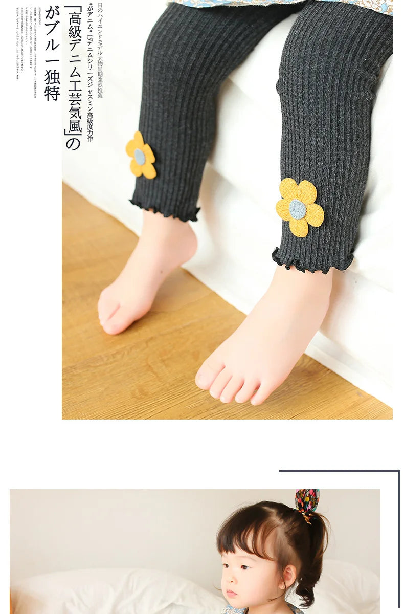 2023 Ins New Baby Leggings Girls Flower Leggings Knitwear Girls Leggings