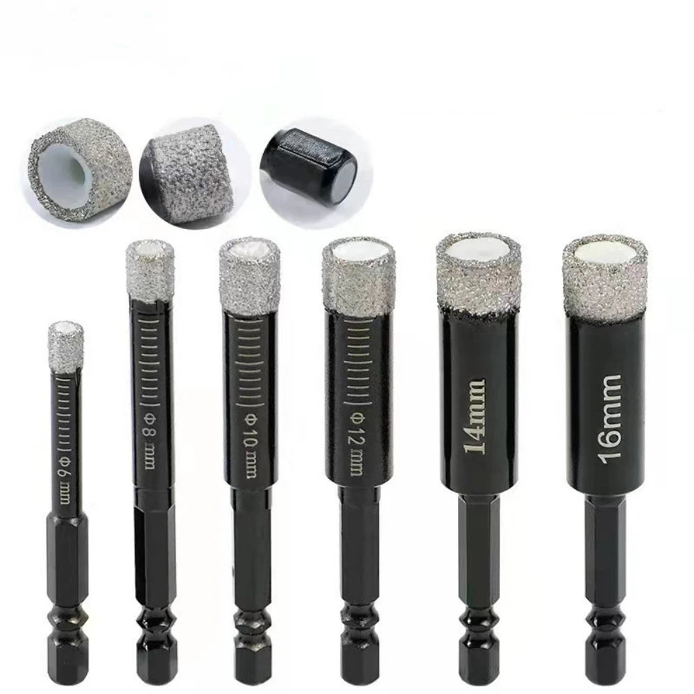 5-16mm Hexagonal Shank Brazed Dry Ceramic Tile Drill Bit Marble Granite Vitrified Tile Hole Opener Diamond Drill Bit