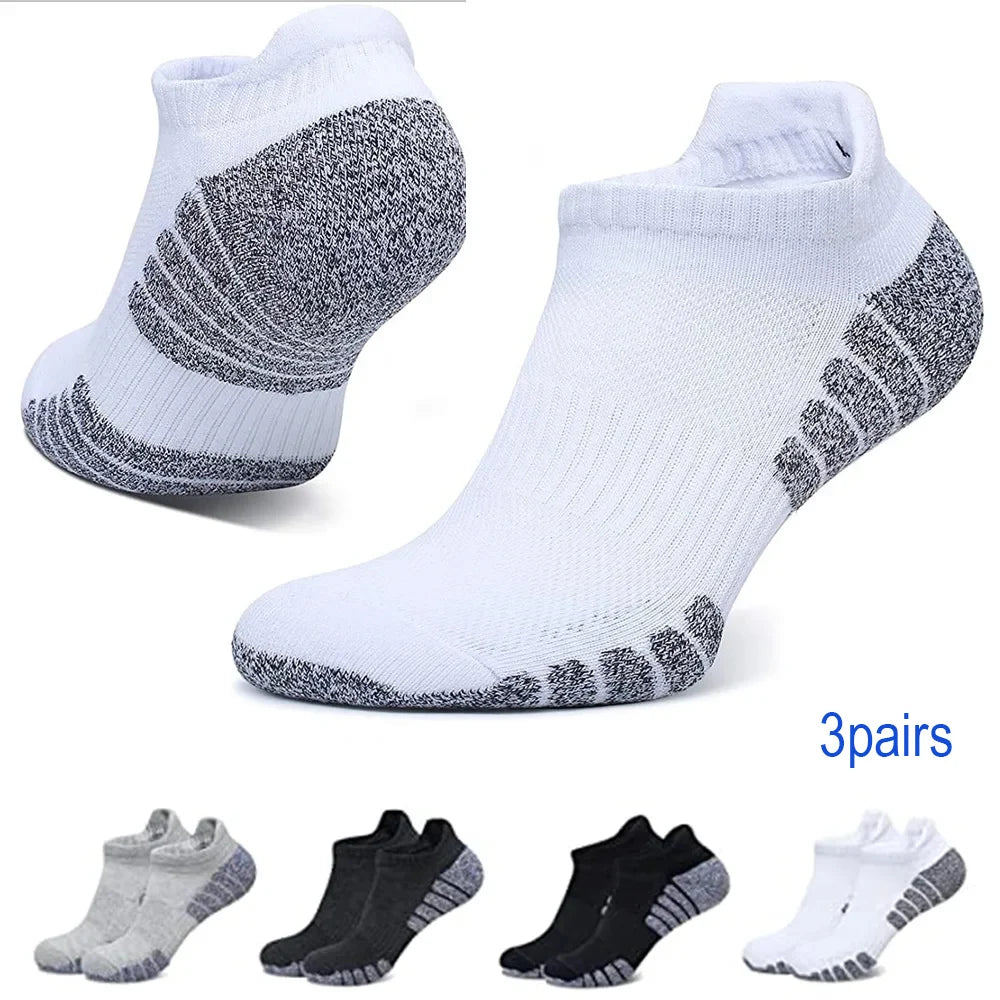 3pairs thickened towel bottom running socks mesh boat socks non-slip breathable sports socks Low cut Men's socks Women's socks